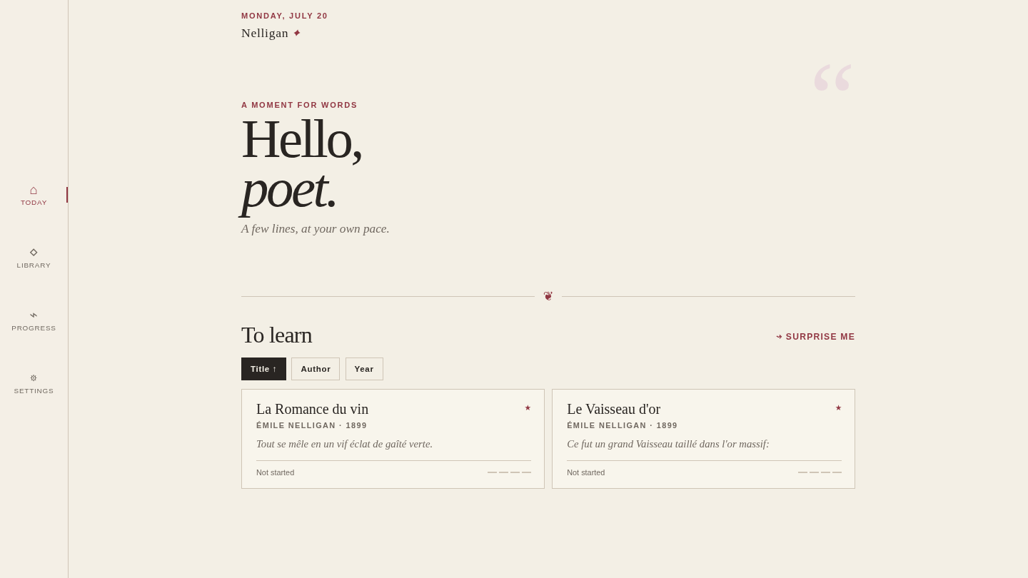 Nelligan poetry notebook home screen