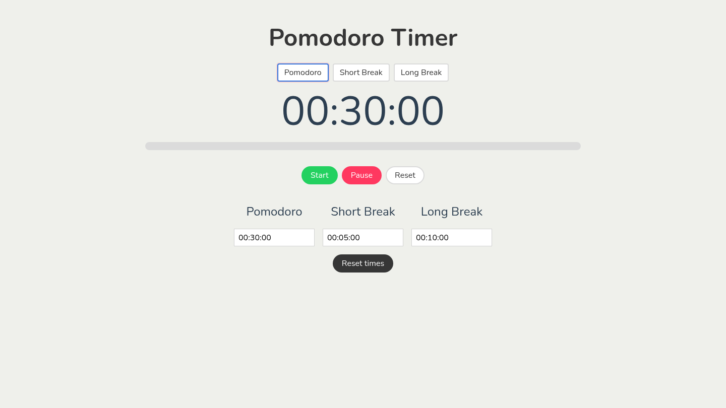Pomodoro Timer interface